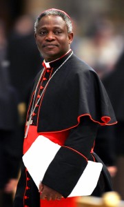 Cardinal Turkson of Ghana arrives to attend mass led by bishop Sandri of Argentina in St ...