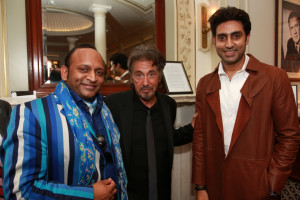 L to R_ Deepak Kuntawala Founder  of DVK_ Al Pacino  Abhishek Bachchan Actor