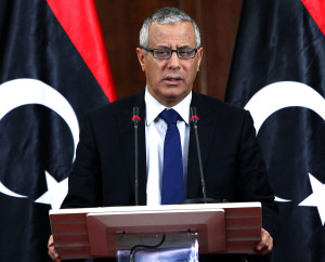 Libyan Prime Minister Ali Zeidan speaks during a news conference at the headquarters of the Prime Minister's Office in Tripoli