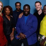 Director Steve McQueen (seated) with cast-members (l to r) Sarah Paulson, Alfre Woodard, Chiwetel Ejiofor, Michael Fassbender and Lupita Nyong’o
