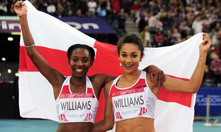 Bianca (left) and Jodie Williams were delighted to have beaten the Jamaican sprinters