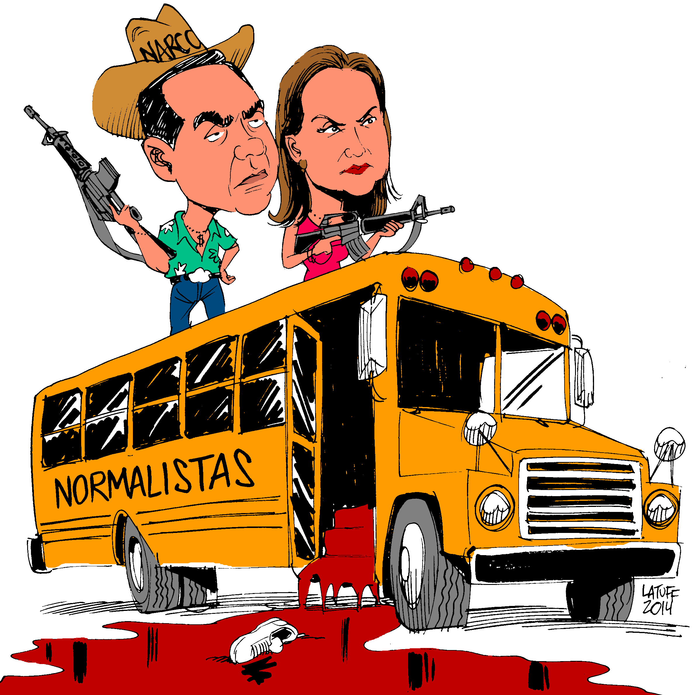 A Mexican cartoonist has satirised the hunt for the fugitive mayoral couple