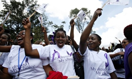 Kenyan women participate in 'My dress my choice' protest against attacks on women