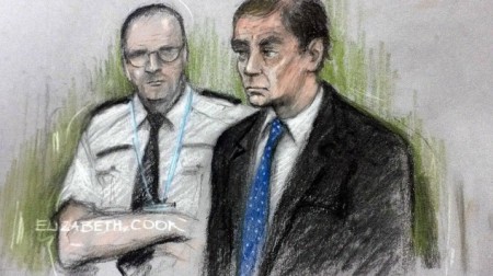 An artist’s impression of Simon Harris in the dock at Birmingham Crown Court 