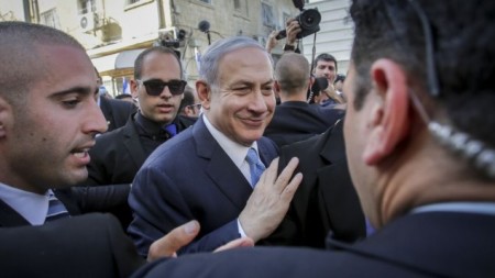 Prime Minister Benjamin Netanyahu in the southern Israeli city of Ashkelon on Election Day. 