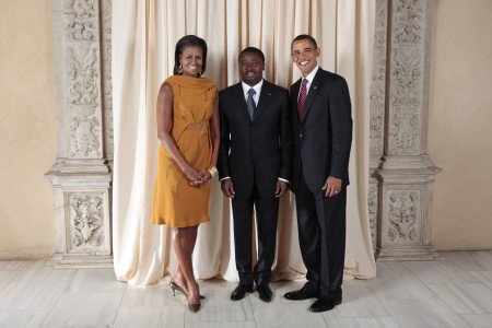 Faure Gnassingbé, Togo’s president since 2005 grabs a photo op with the President and First Lady of the United States