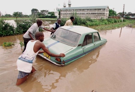 Flooding forced drivers to abandon their vehicles to be recovered when the rain subsided