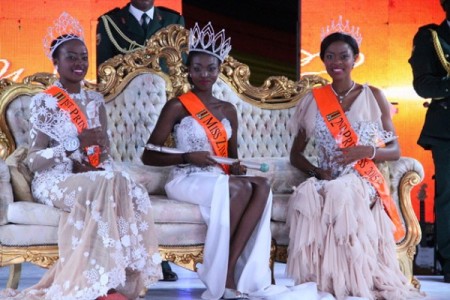 Emilia Kachote (middle) will have to wait to see if can hold onto her crown