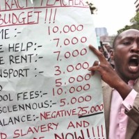 Kenyan teachers, some of whom evidently don’t excel in spelling, have been campaigning for better pay since 1997