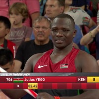 A relaxed Julius Yego prepares for what will turn out to be his World Championship-winning third round throw of 92.72 metres