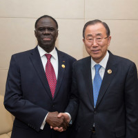 Secretary-General Ban Ki-moon (right) with Michel Kafando, President of Burkina Faso